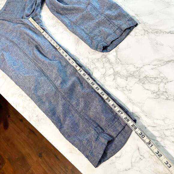 Old Navy Women's Blue Linen Blend Pull on Tapered Pants Pockets Size Large TALL - Picture 12 of 12